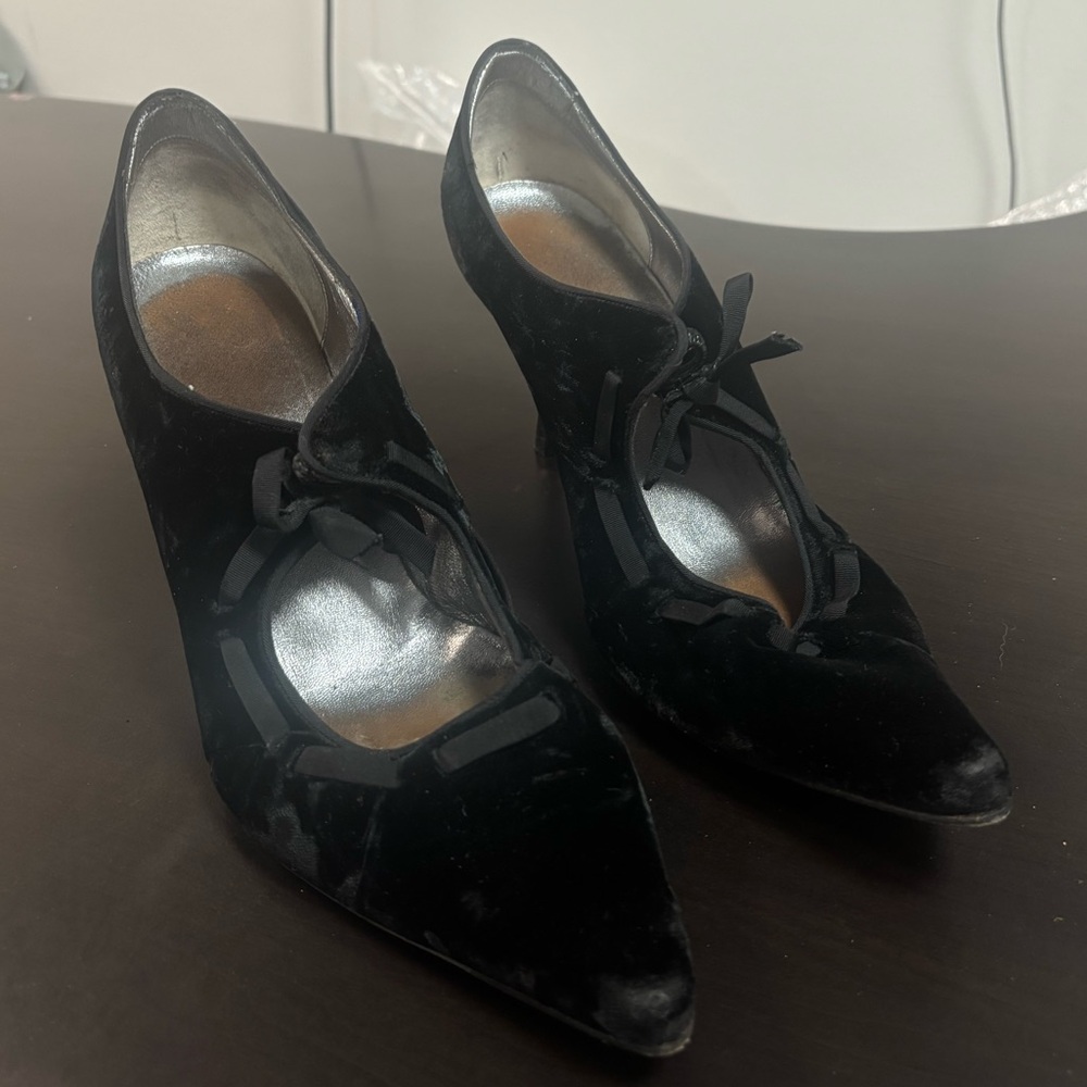 Salvatore Ferragamo Black Suede Heels